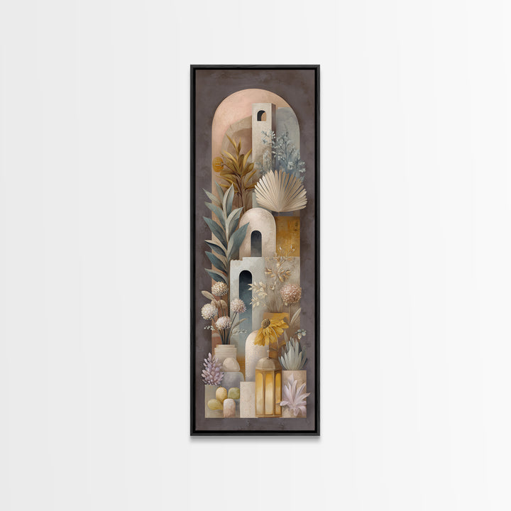 Hand Painted Moroccan Arch Canvas Print, Boho Art, Neutral Decor, Living Room Decor, Oil Painting, Bohemian, Wall Decor, BOH-1x3-55
