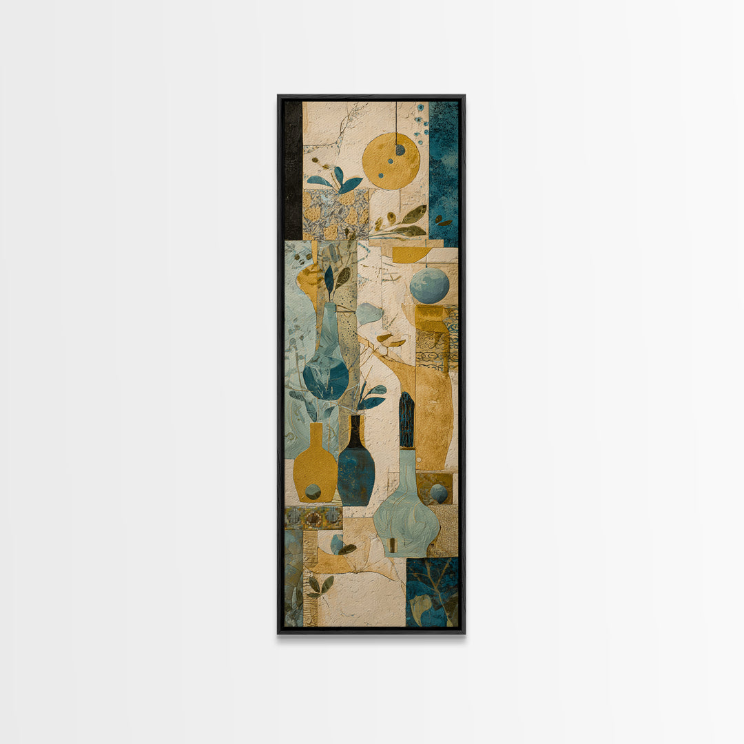 Organic Shape Collage Canvas Print, Boho Art, Living Room Decor, Bohemian, Modern Decor, Fine Art Print, Statement Artwork, BOH-1x3-60