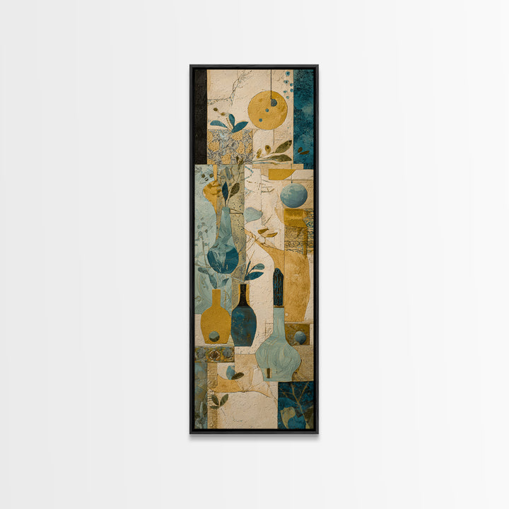 Organic Shape Collage Canvas Print, Boho Art, Living Room Decor, Bohemian, Modern Decor, Fine Art Print, Statement Artwork, BOH-1x3-60