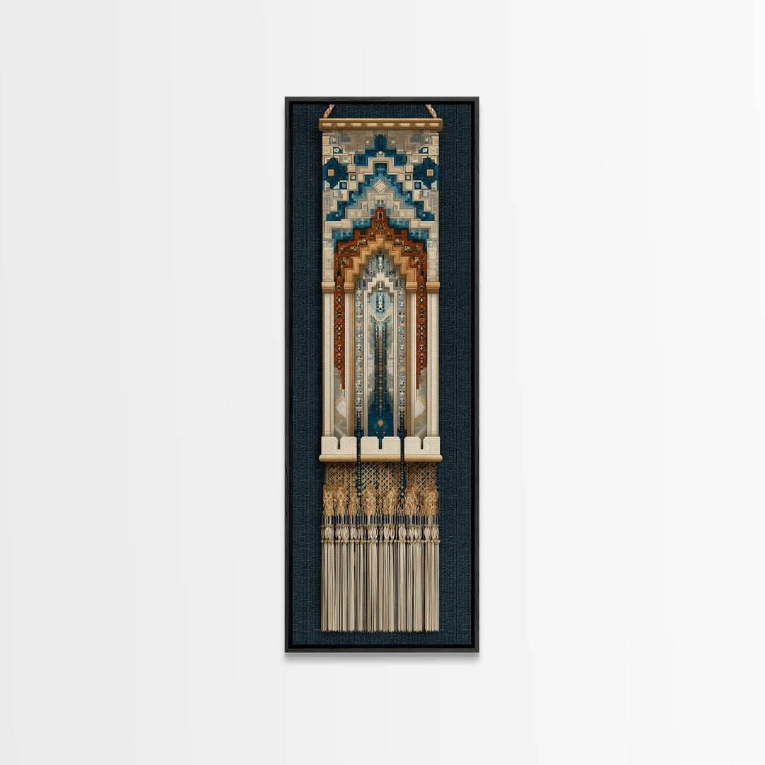 Macrame Geometric Fringe Pattern Canvas Print, Boho Art, Minimalist Decor, Living Room Decor, Abstract Art, Bohemian, BOH-1x3-67