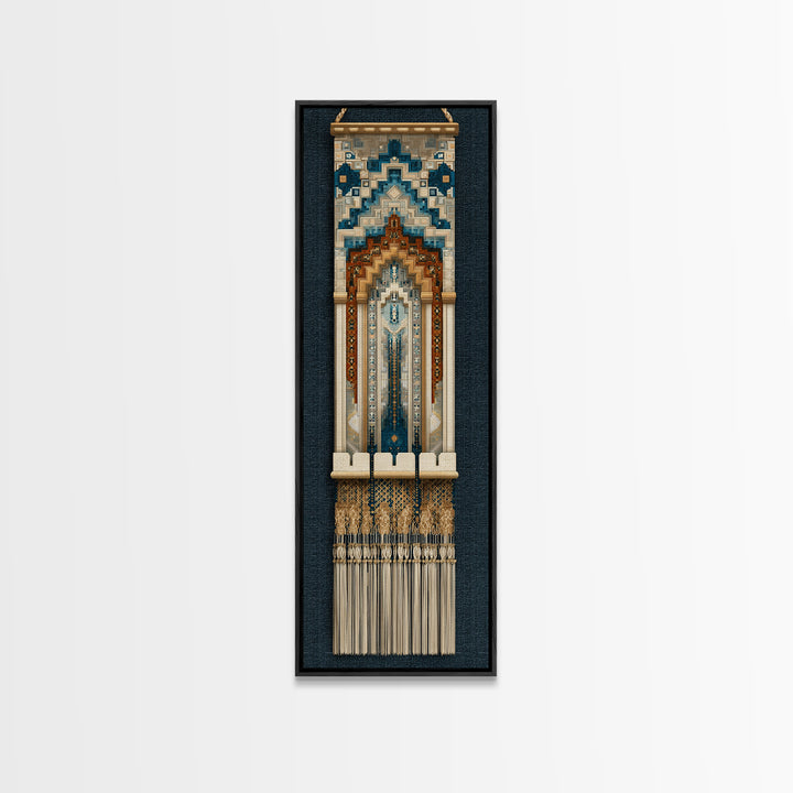 Macrame Geometric Fringe Pattern Canvas Print, Boho Art, Minimalist Decor, Living Room Decor, Abstract Art, Bohemian, BOH-1x3-67
