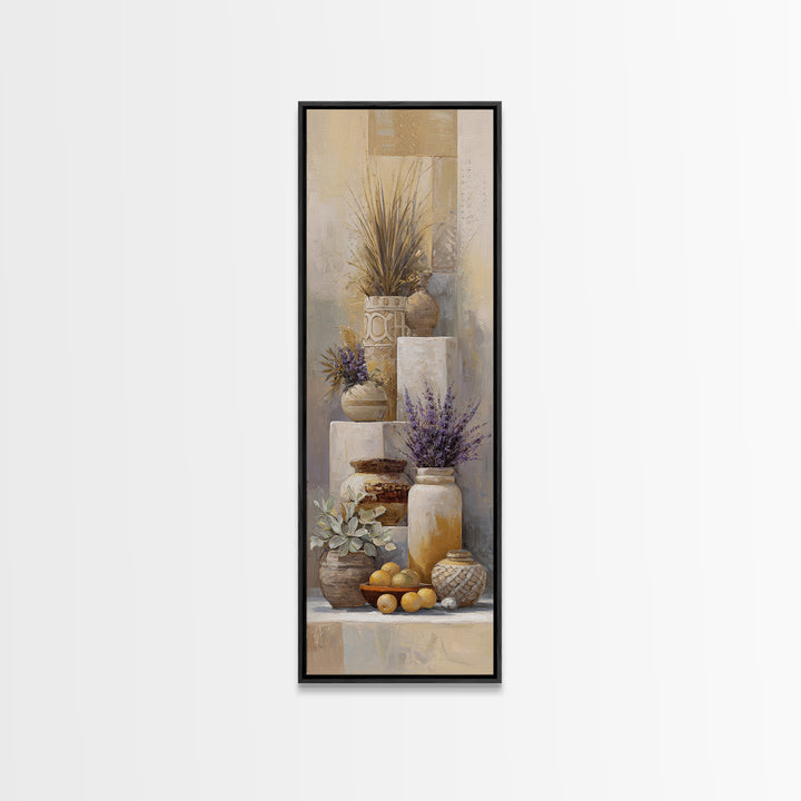 Tribal Neutral Pattern Framed Canvas Print, Boho Art, Textured Painting, Living Room Decor, Fine Art, Bohemian, BOH-1x3-74