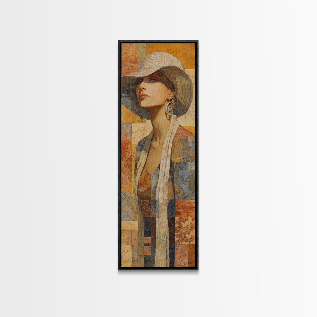 Desert Woman Portrait Framed Canvas Print, Boho Art, Wall Art, Living Room Decor, Fine Art, Bohemian, Art Deco, Artwork, BOH-1x3-75