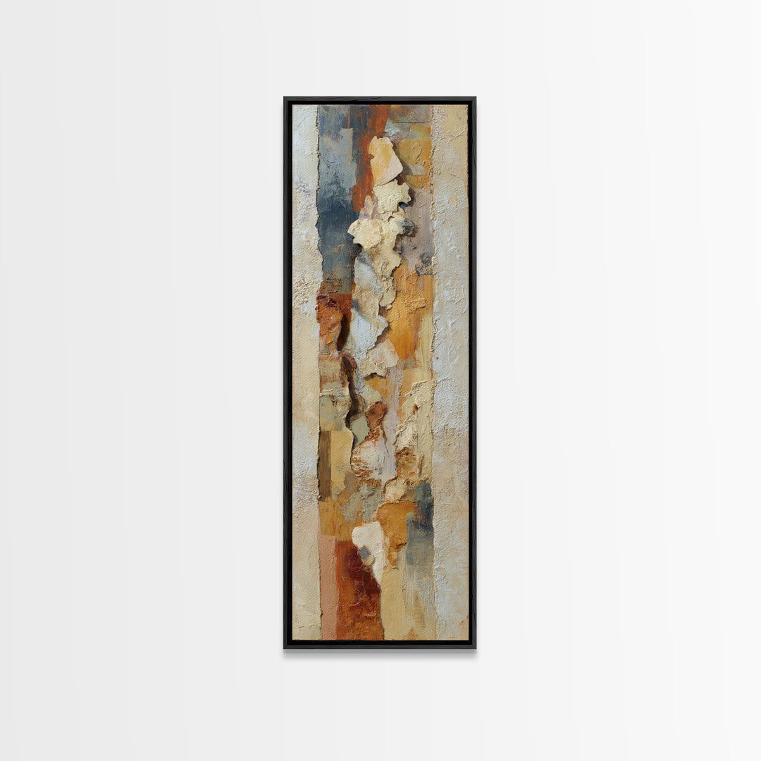 Organic Shape Collage Framed Canvas Print, Boho Art, Boho Decor, Living Room Decor, Fine Art, Bohemian, Textured Painting, BOH-1x3-84
