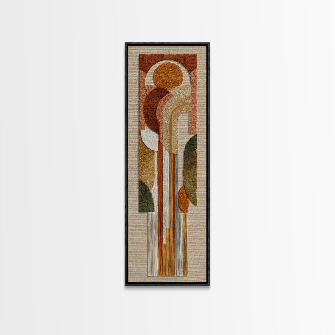 Macrame Geometric Fringe Pattern Framed Canvas Print, Boho Art, Prints, Living Room Decor, Fine Art, Bohemian, Abstract Art, BOH-1x3-91