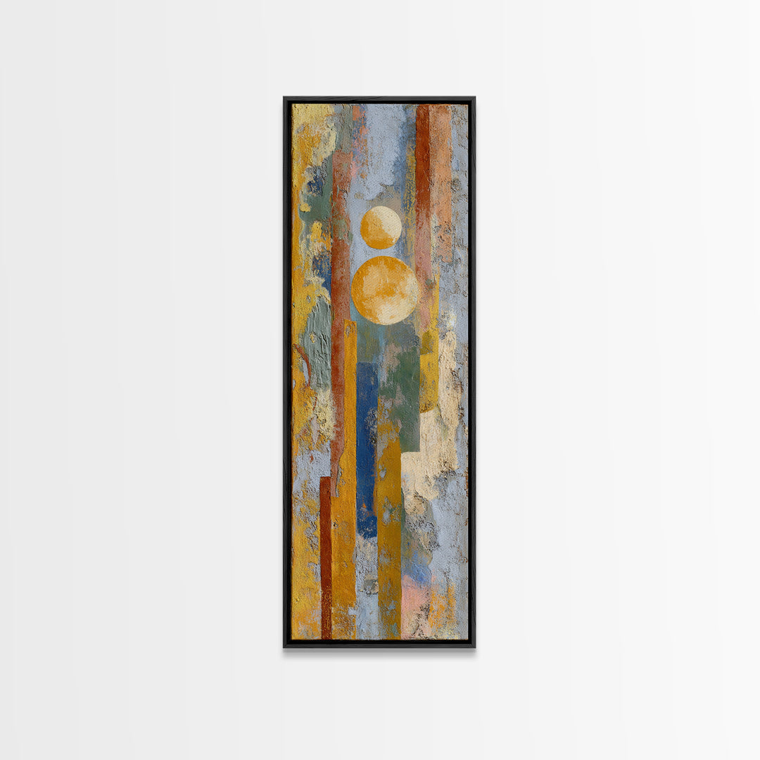 Sun and Moon Celestial Folk Motif Canvas Print, Boho Art, Home Decor, Living Room Decor, Fine Art, Bohemian, Artwork, BOH-1x3-94