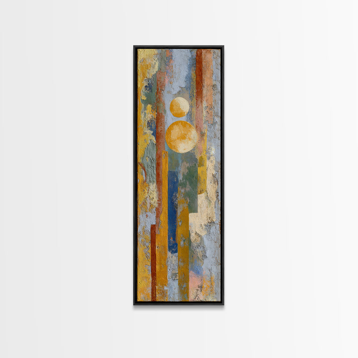 Sun and Moon Celestial Folk Motif Canvas Print, Boho Art, Home Decor, Living Room Decor, Fine Art, Bohemian, Artwork, BOH-1x3-94