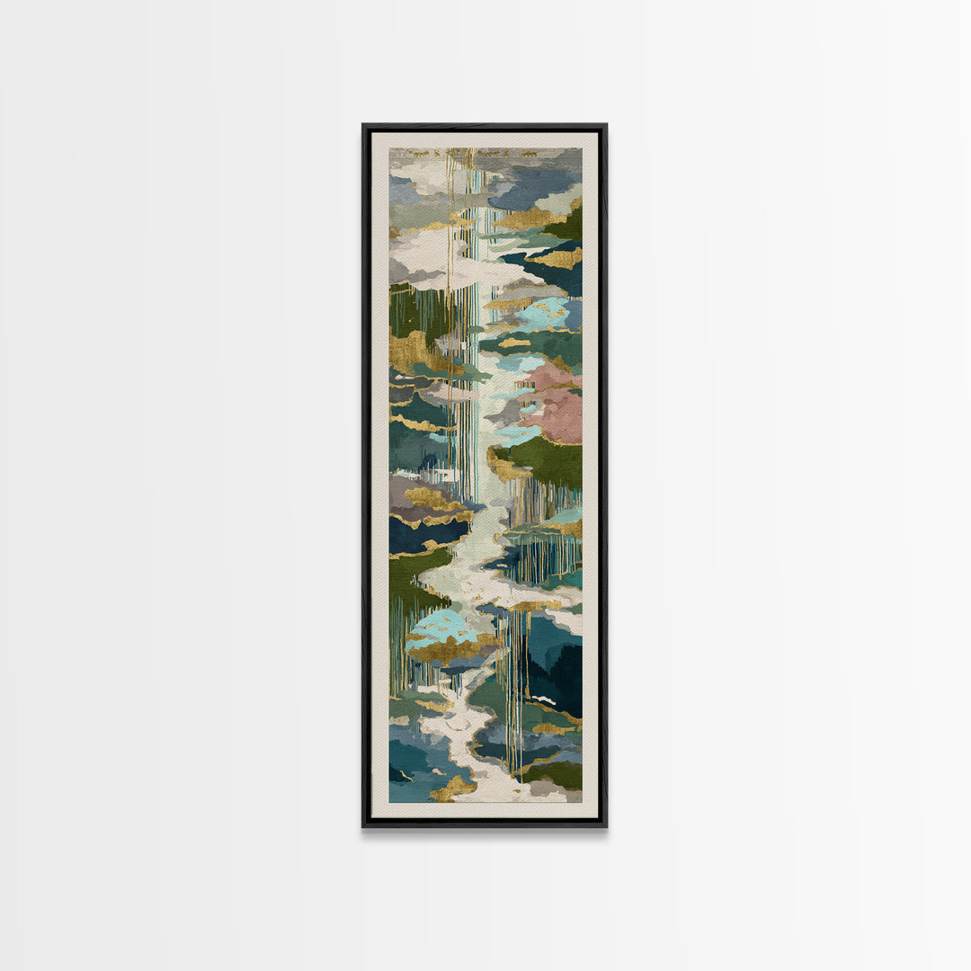 Earth Tone Mountain and River Abstraction Canvas Print, Boho Art, Art Prints, Living Room Decor, Oil Painting, Bohemian, BOH-1x3-95