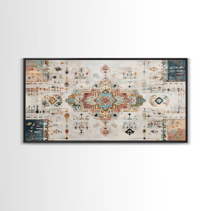 Tribal Neutral Pattern Framed Canvas Print, Boho Art, Prints, Living Room Decor, Fine Art, Bohemian, Abstract Art, Canvas Art, BOH-2x1-10