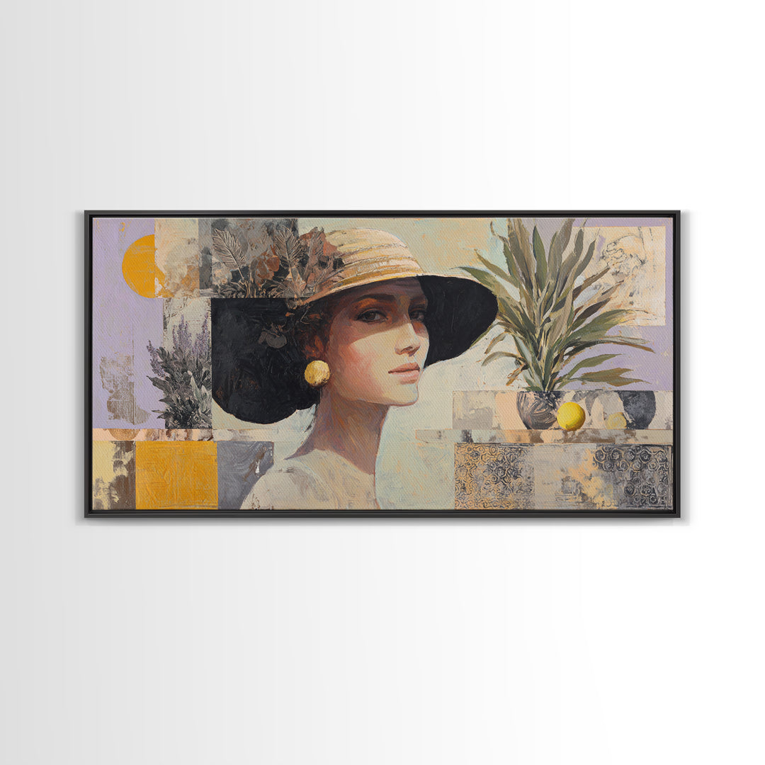 Desert Woman Portrait Framed Canvas Print, Boho Art, Boho Wall Art, Living Room Decor, Fine Art, Bohemian, Statement Artwork, BOH-2x1-11