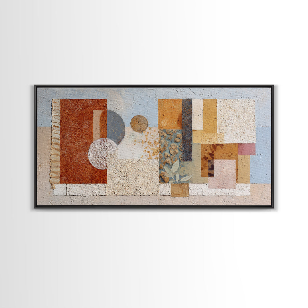 Macrame Geometric Fringe Pattern Framed Canvas Print, Boho Art, Wallart, Living Room Decor, Bohemian, Living Room Wall Art, BOH-2x1-3