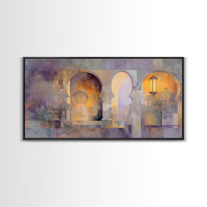 Hand Painted Moroccan Arch Canvas Print, Boho Art, Mid Century Modern, Living Room Decor, Oil Painting, Bohemian, Boho Wall Art, BOH-2x1-39
