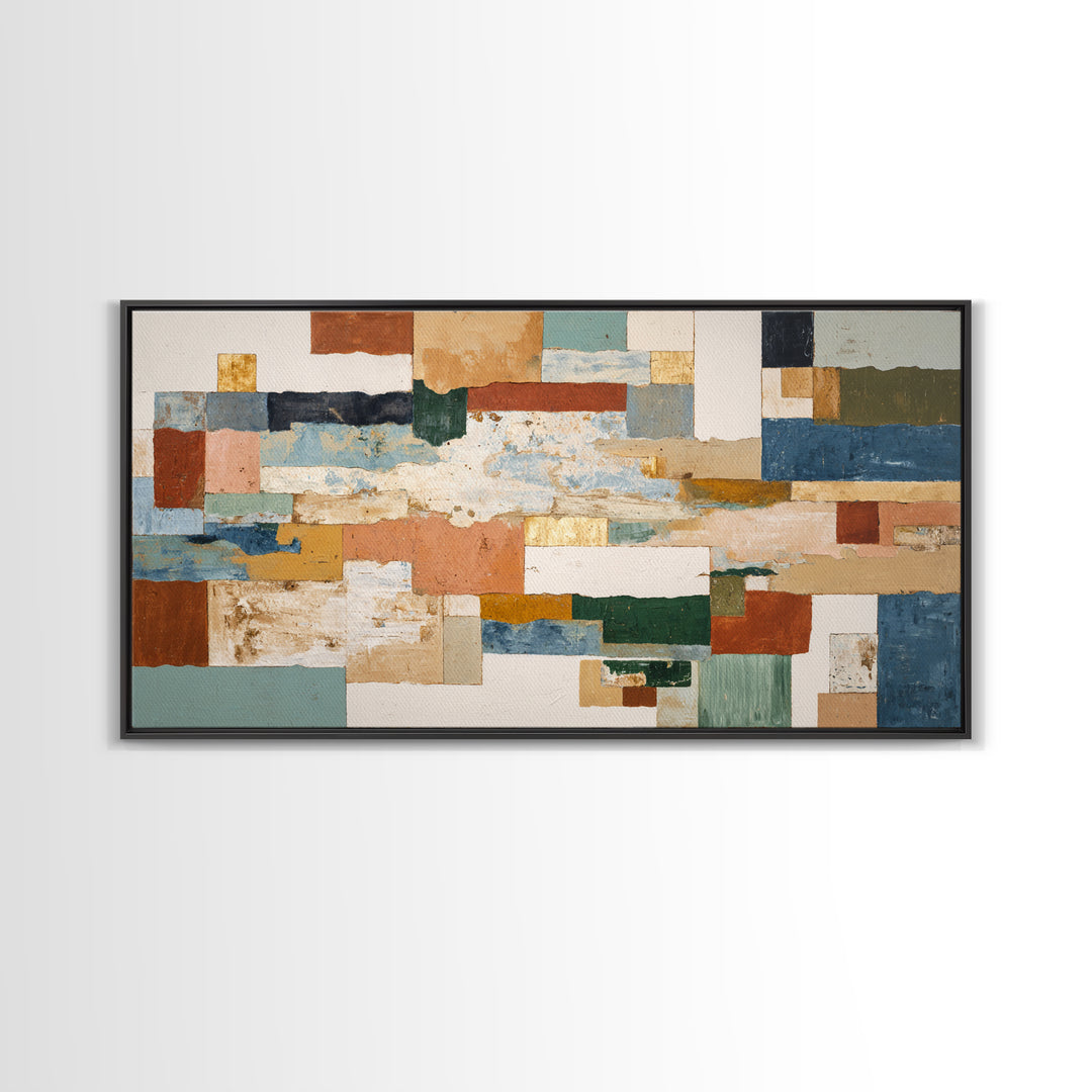 Organic Shape Collage Canvas Print, Boho Art, Minimalist Decor, Living Room Decor, Fine Art, Bohemian, Digital Wall Art, BOH-2x1-44