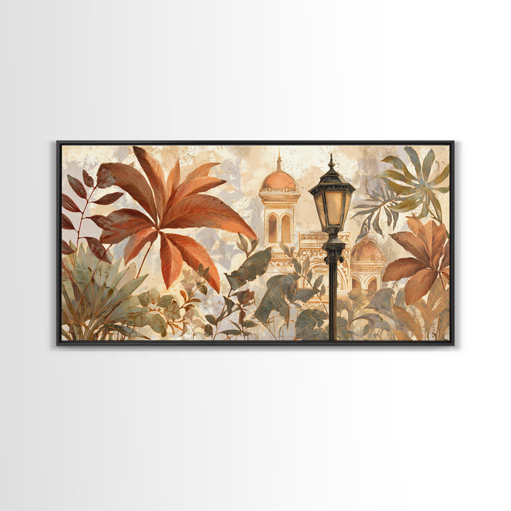 Terracotta Palm Leaves Canvas Print, Boho Art, Living Room Decor, Bohemian, Modern Decor, Fine Art Print, Statement Artwork, BOH-2x1-49