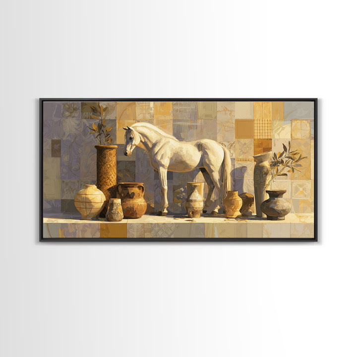 Wild Horse in Dusty Golden Light Canvas Print, Boho Art, Art Print, Living Room Decor, Fine Art, Bohemian, Digital Print, BOH-2x1-52