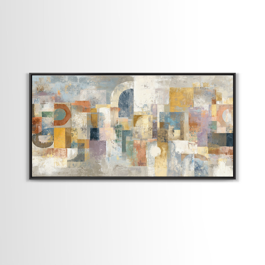 Tribal Neutral Pattern Canvas Print, Boho Art, Mid Century Modern, Living Room Decor, Fine Art, Bohemian, Boho Wall Art, BOH-2x1-58
