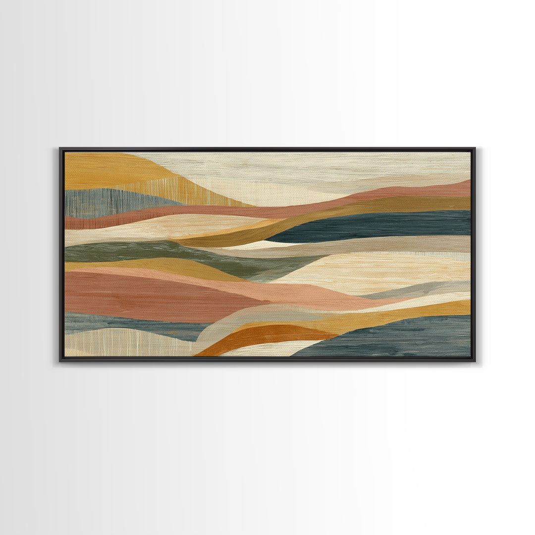 Desert Sun with Cactus and Warm Clay Canvas Print, Boho Art, Modern Wall Art, Living Room Decor, Fine Art, Bohemian, BOH-2x1-69
