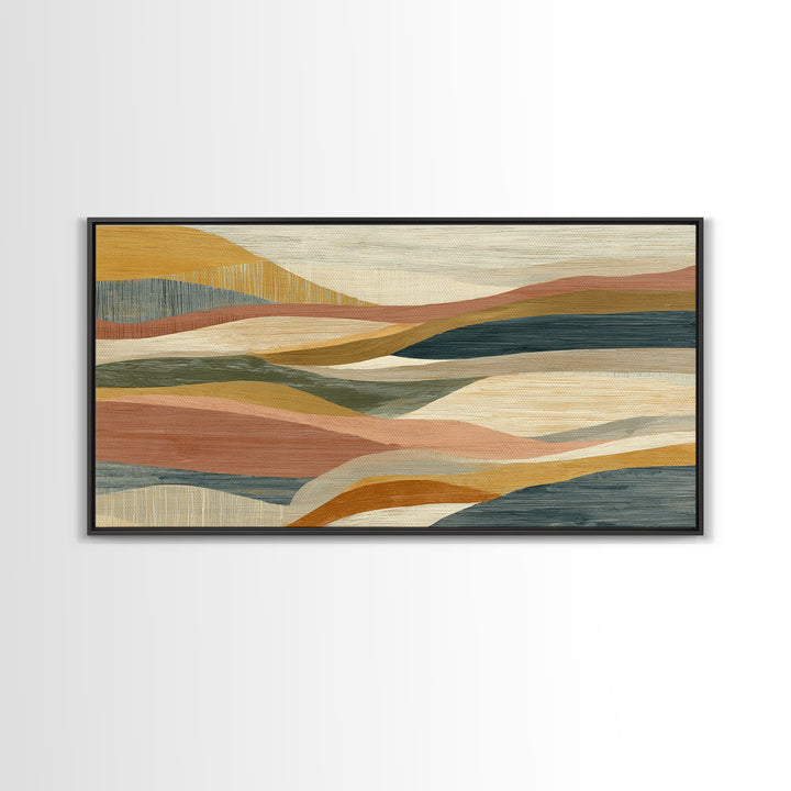 Desert Sun with Cactus and Warm Clay Canvas Print, Boho Art, Modern Wall Art, Living Room Decor, Fine Art, Bohemian, BOH-2x1-69