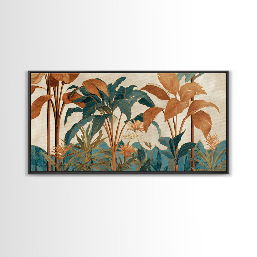 Terracotta Palm Leaves Canvas Print, Boho Art, Living Room Decor, Bohemian, Modern Decor, Fine Art Print, Statement Artwork, BOH-2x1-73
