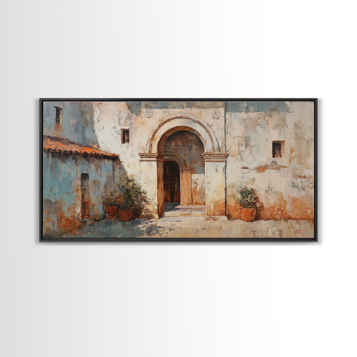 Hand Painted Moroccan Arch Framed Canvas Print, Boho Art, Living Room Wall Art, Living Room Decor, Fine Art, Bohemian, BOH-2x1-87