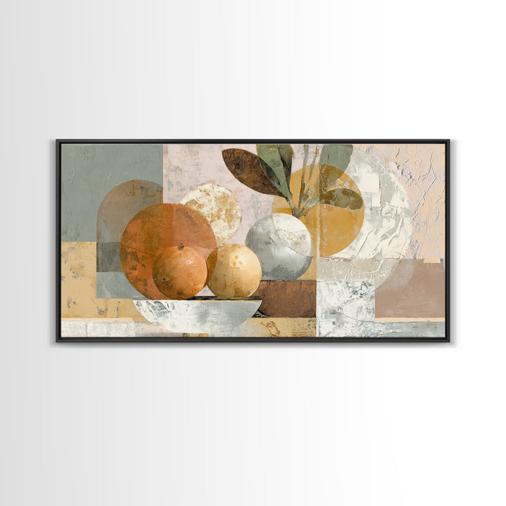Organic Shape Collage Framed Canvas Print, Boho Art, Art Nouveau, Living Room Decor, Abstract Art, Bohemian, Wall Print, BOH-2x1-92