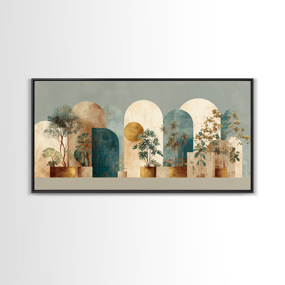 Neutral Rainbow Arches Framed Canvas Print, Boho Art, Statement Artwork, Living Room Decor, Fine Art, Bohemian, Art Prints, BOH-2x1-95