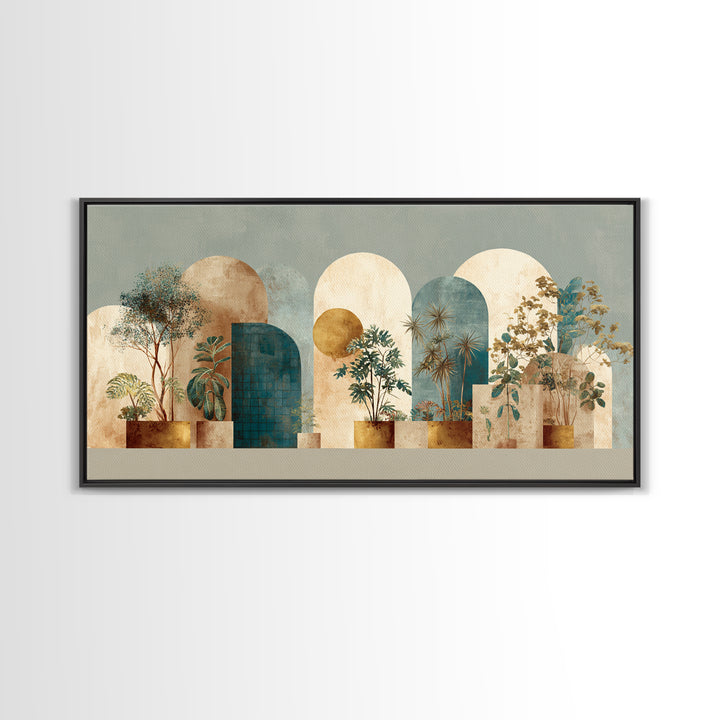 Neutral Rainbow Arches Framed Canvas Print, Boho Art, Statement Artwork, Living Room Decor, Fine Art, Bohemian, Art Prints, BOH-2x1-95