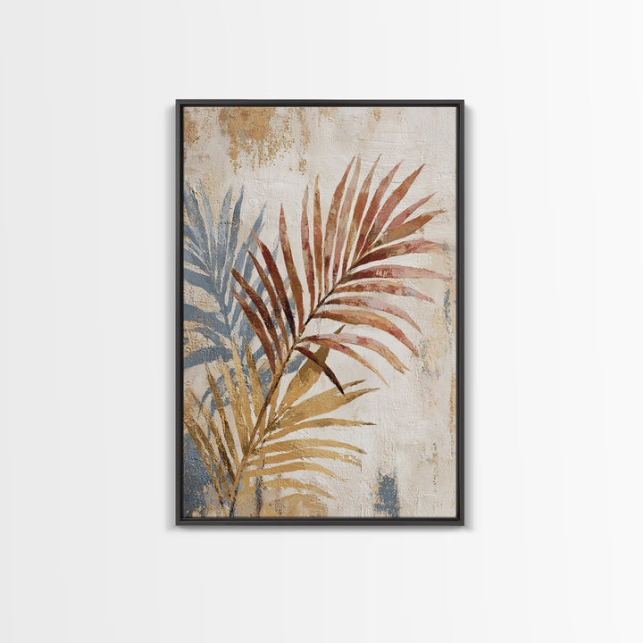 Terracotta Palm Leaves Framed Canvas Print, Boho Art, Digital Print, Living Room Decor, Fine Art, Bohemian, Gallery Decor, BOH-2x3-13