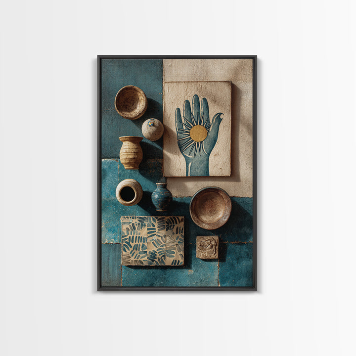 Mystic Hand Holding a Tiny Sun Canvas Print, Boho Art, Art Print, Living Room Decor, Oil Painting, Bohemian, Digital Print, BOH-2x3-14