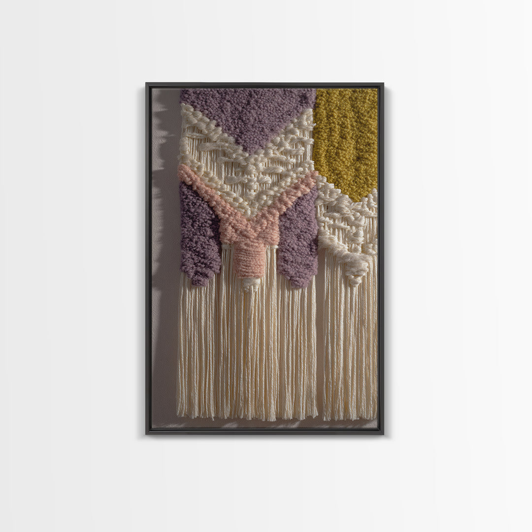 Macrame Geometric Fringe Pattern Canvas Print, Boho Art, Mid Century Modern, Living Room Decor, Bohemian, Boho Wall Art, BOH-2x3-15