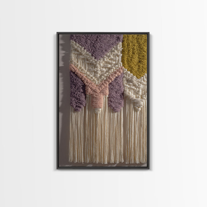 Macrame Geometric Fringe Pattern Canvas Print, Boho Art, Mid Century Modern, Living Room Decor, Bohemian, Boho Wall Art, BOH-2x3-15
