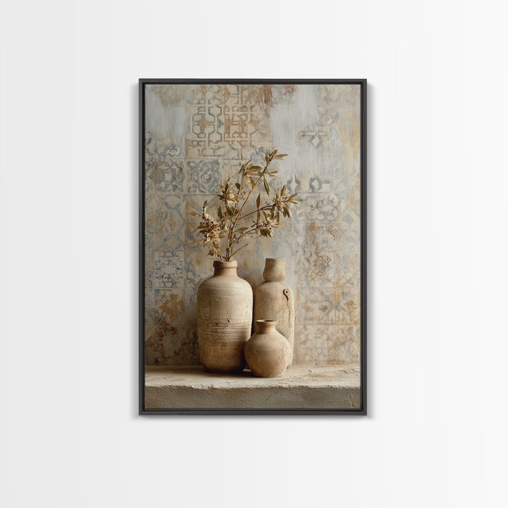 Tribal Neutral Pattern Framed Canvas Print, Boho Art, Printable, Living Room Decor, Fine Art, Bohemian, Abstract Wall Art, BOH-2x3-22