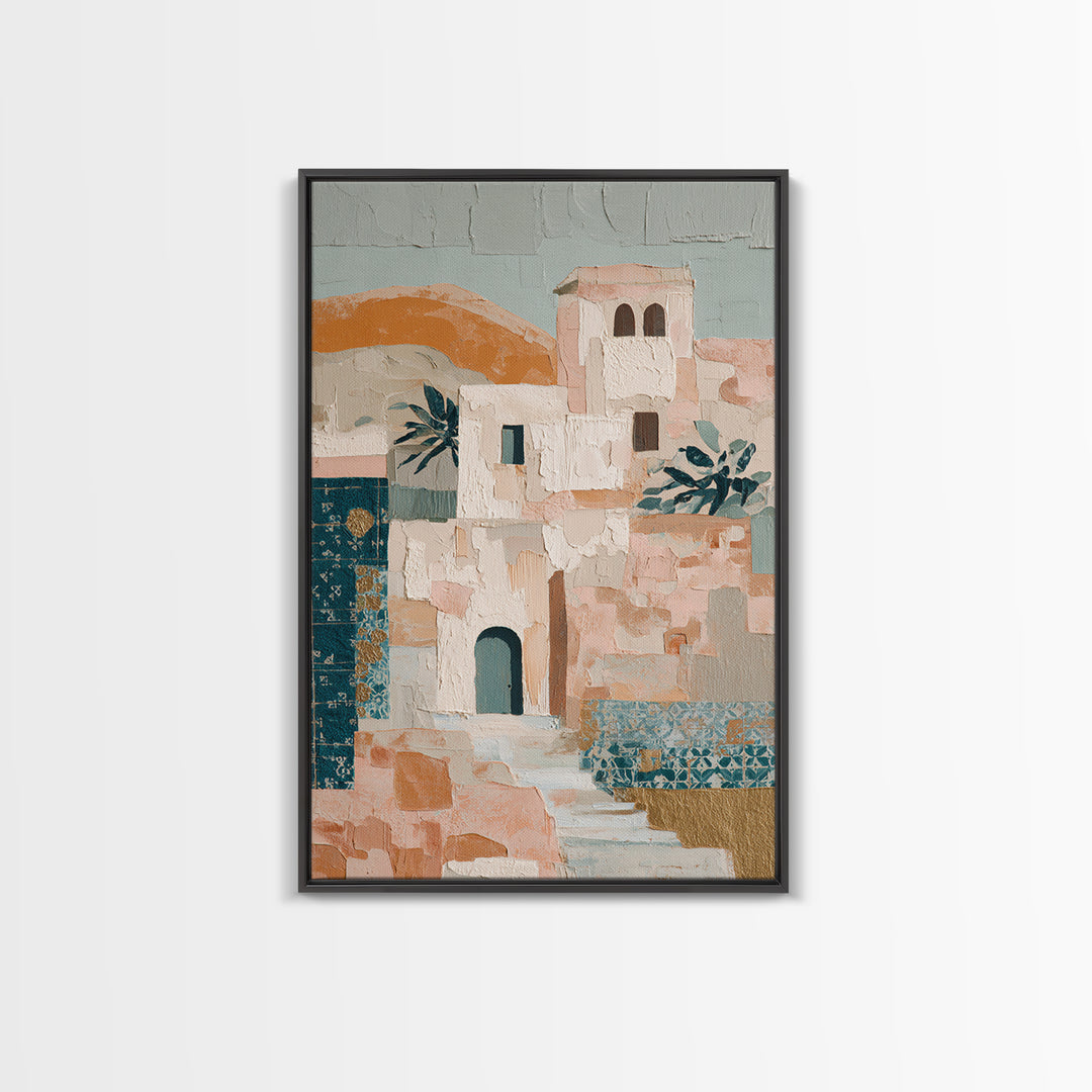 Sunrise over Rolling Dunes in Muted Peach Canvas Print, Boho Art, Abstract Art, Living Room Decor, Watercolor Art, Bohemian, BOH-2x3-29