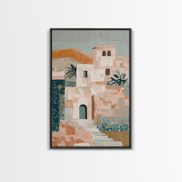 Sunrise over Rolling Dunes in Muted Peach Canvas Print, Boho Art, Abstract Art, Living Room Decor, Watercolor Art, Bohemian, BOH-2x3-29