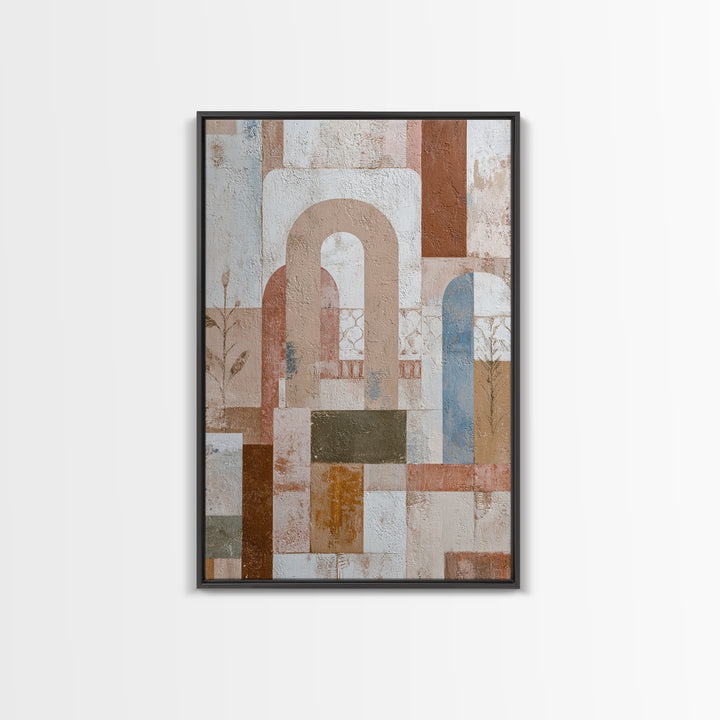 Hand Painted Moroccan Arch Framed Canvas Print, Boho Art, Digital Art, Living Room Decor, Fine Art, Bohemian, Printable Art, BOH-2x3-3