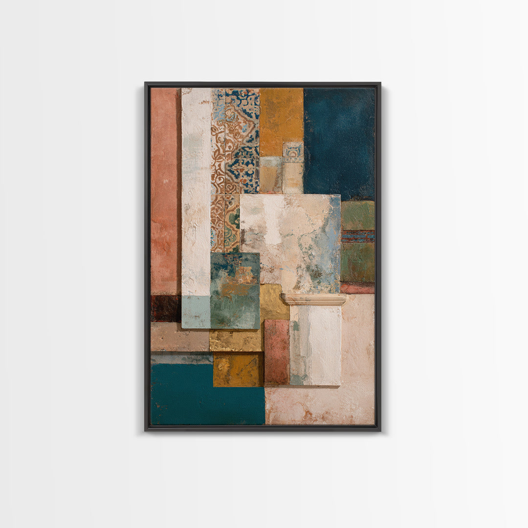 Organic Shape Collage Canvas Print, Boho Art, Home Decor, Living Room Decor, Abstract Art, Bohemian, Artwork, Wallart, BOH-2x3-32