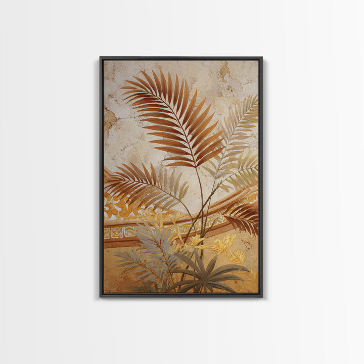 Terracotta Palm Leaves Framed Canvas Print, Boho Art, Digital Print, Living Room Decor, Fine Art, Bohemian, Gallery Decor, BOH-2x3-37