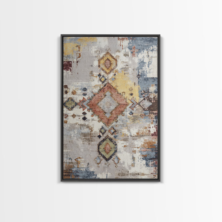 Tribal Neutral Pattern Framed Canvas Print, Boho Art, Printable, Living Room Decor, Fine Art, Bohemian, Abstract Wall Art, BOH-2x3-46