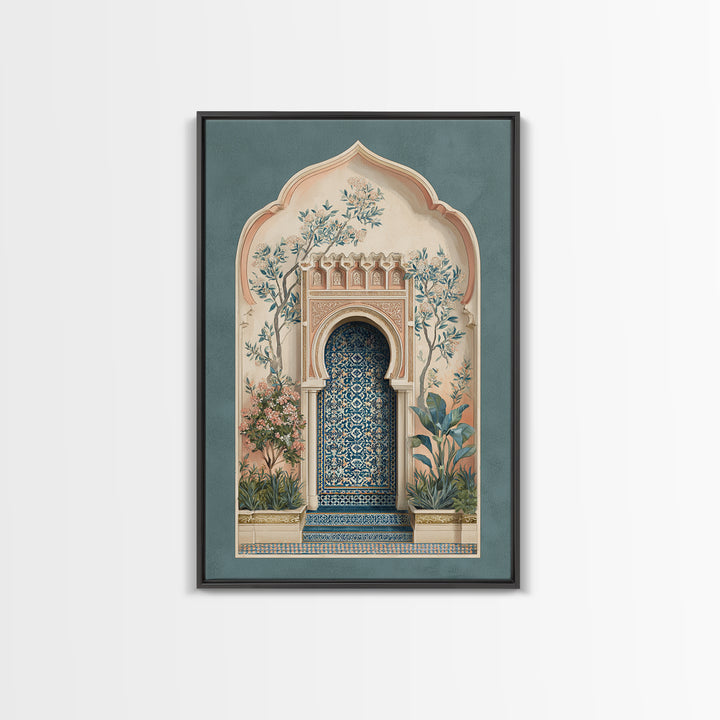 Hand Painted Moroccan Arch Framed Canvas Print, Boho Art, Living Room Decor, Oil Painting, Bohemian, Gallery Decor, BOH-2x3-51
