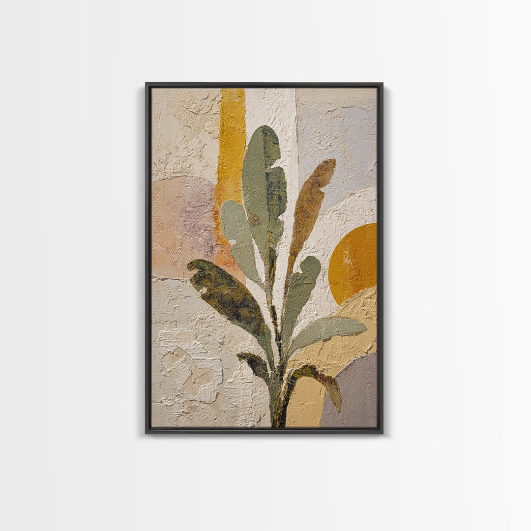 Sage Green Eucalyptus and Crescent Moon Framed Canvas Print, Boho Art, Printable Art, Living Room Decor, Fine Art, Bohemian, BOH-2x3-55