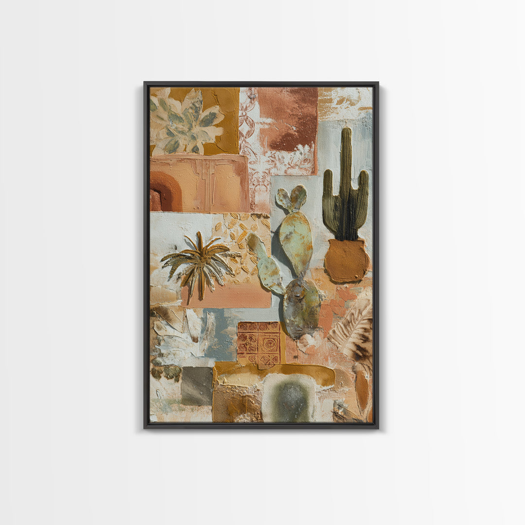 Desert Sun with Cactus and Warm Clay Canvas Print, Boho Art, Set of 3 Prints, Living Room Decor, Fine Art, Bohemian, BOH-2x3-57