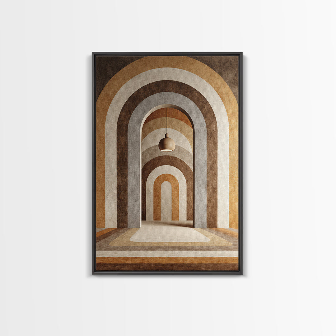 Neutral Rainbow Arches Framed Canvas Print, Boho Art, Boho Decor, Living Room Decor, Abstract Art, Bohemian, Textured Painting, BOH-2x3-59
