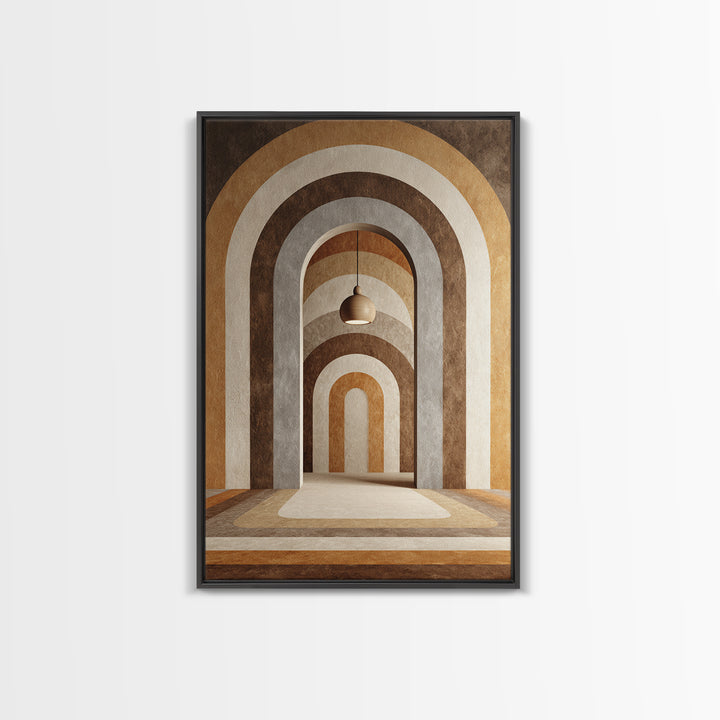 Neutral Rainbow Arches Framed Canvas Print, Boho Art, Boho Decor, Living Room Decor, Abstract Art, Bohemian, Textured Painting, BOH-2x3-59