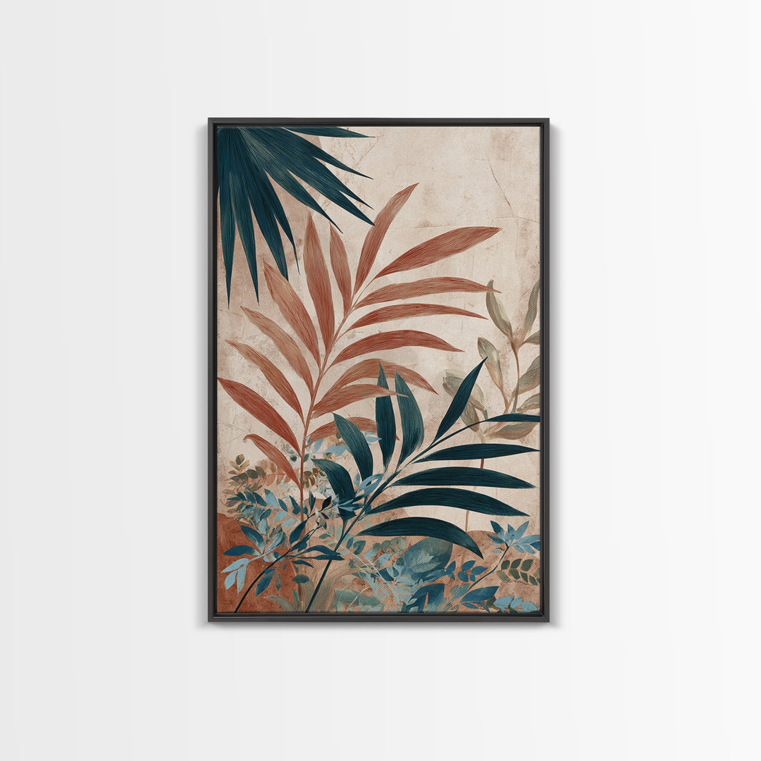 Terracotta Palm Leaves Canvas Print, Boho Art, Wall Art Print, Living Room Decor, Fine Art, Bohemian, Luxury Decor, BOH-2x3-61