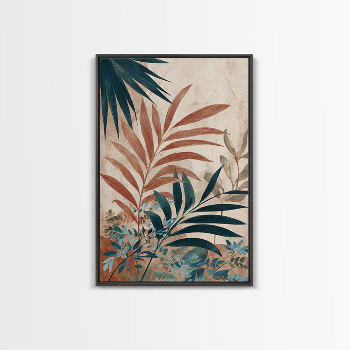 Terracotta Palm Leaves Canvas Print, Boho Art, Wall Art Print, Living Room Decor, Fine Art, Bohemian, Luxury Decor, BOH-2x3-61
