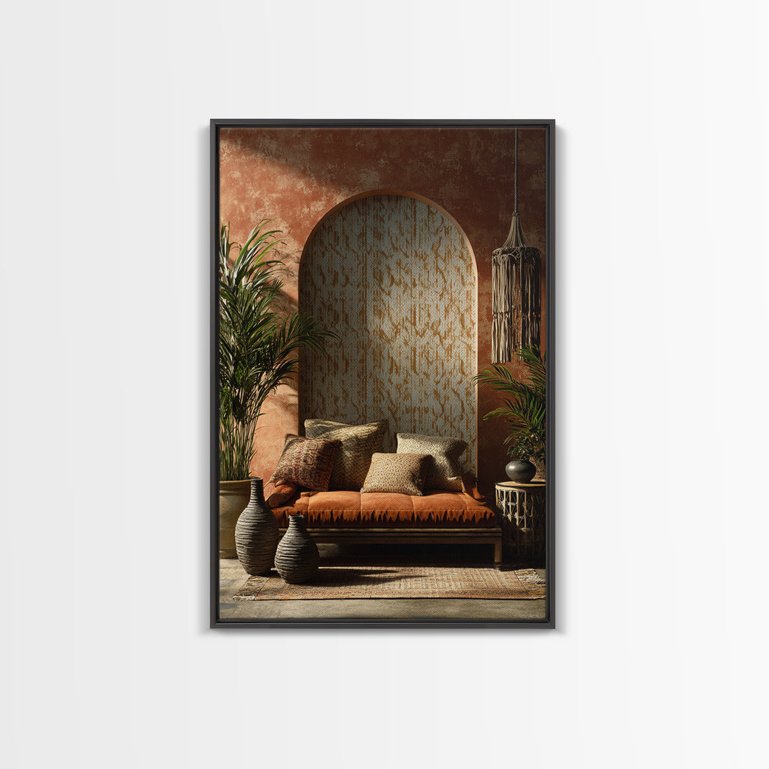 Macrame Geometric Fringe Pattern Framed Canvas Print, Boho Art, Living Room Wall Art, Living Room Decor, Abstract Art, Bohemian, BOH-2x3-63
