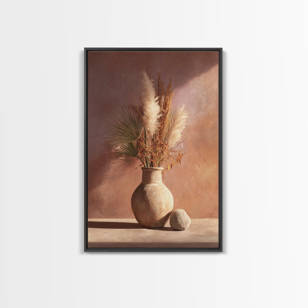 Bohemian Vase with Dried Pampas Grass Canvas Print, Boho Art, Modern Wall Art, Living Room Decor, Fine Art, Bohemian, BOH-2x3-65