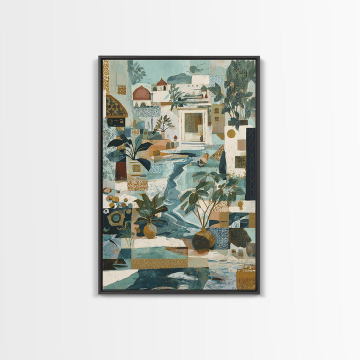 Earth Tone Mountain and River Abstraction Canvas Print, Boho Art, Wall Print, Living Room Decor, Bohemian, Minimalist Decor, BOH-2x3-67