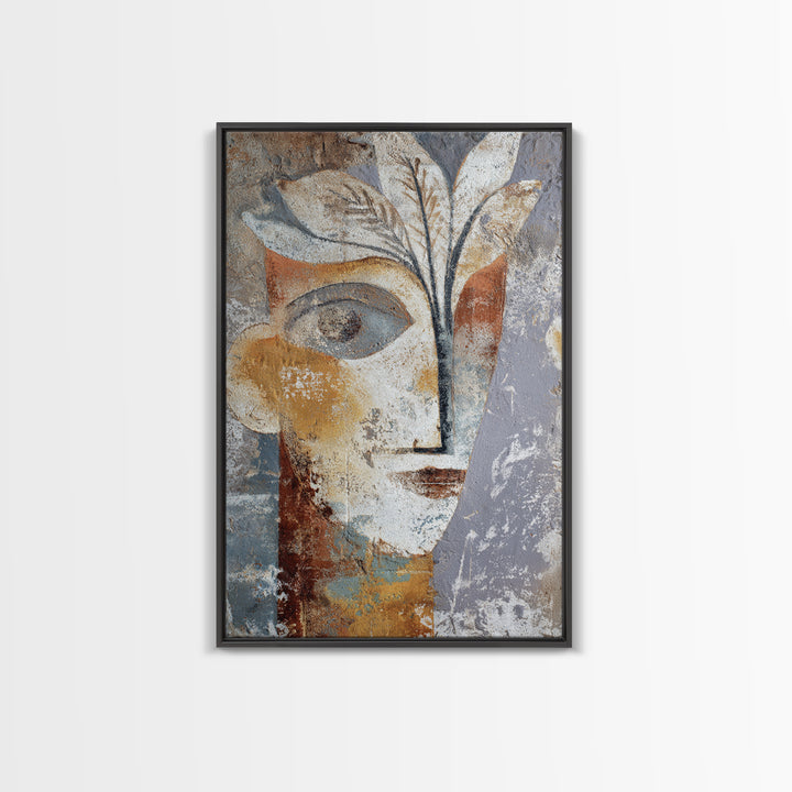 Minimal Black Line Figure Framed Canvas Print, Boho Art, Living Room Wall Art, Living Room Decor, Oil Painting, Bohemian, BOH-2x3-68