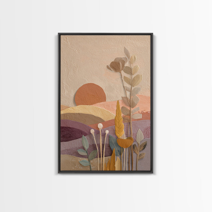 Sunrise over Rolling Dunes in Muted Peach Canvas Print, Boho Art, Wall Print, Living Room Decor, Bohemian, Minimalist Decor, BOH-2x3-77